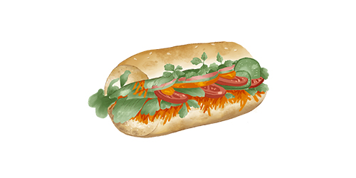 Illustration carte touristique Air Vietnam d'un plat vietnamien