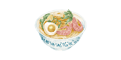 Illustration carte touristique Air Vietnam d'un plat vietnamien