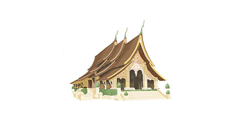 Illustration carte touristique Air Vietnam pour illustrer une carte touristique du pays.