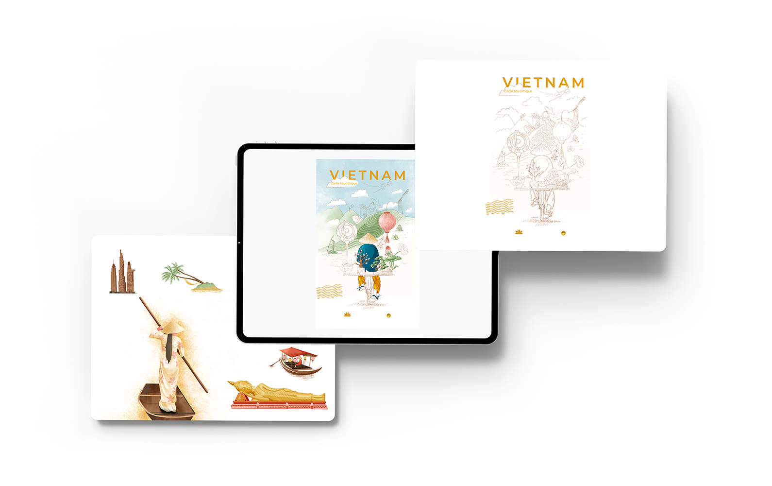 Illustrations Vietnam par Chrystelle Raso conception graphique pour la refonte de la carte touristique du pays