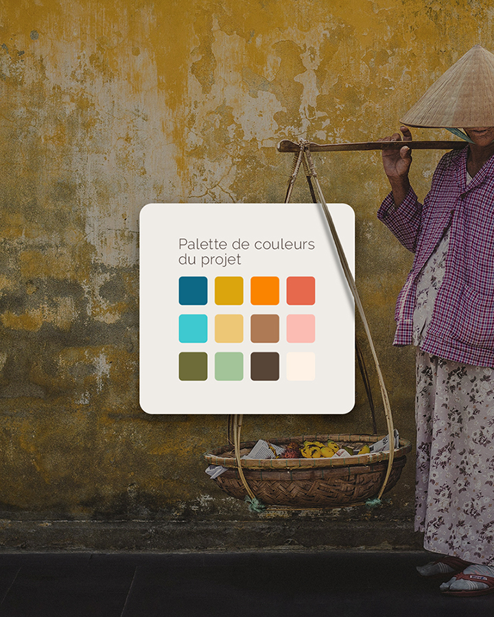 Palette de couleurs pour un projet d'illustrations de refonte de carte touristique